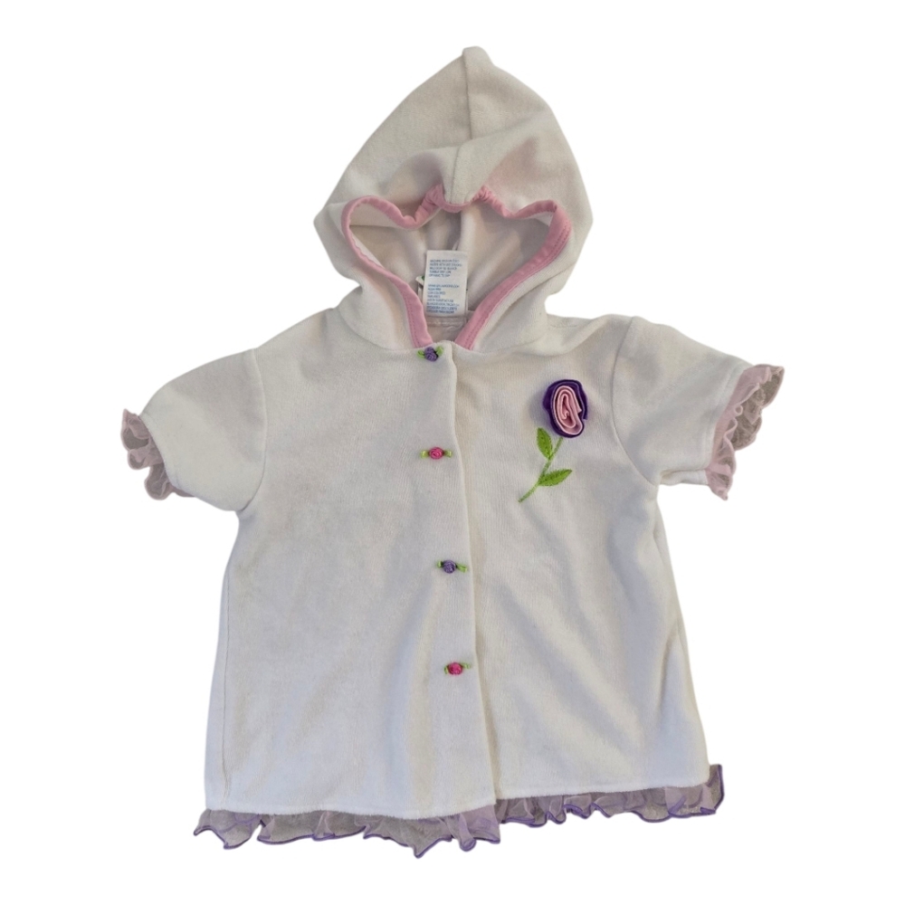 Vintage Y2k Baby Bums Inc. White Purple Pink Towel Hoodie Swim Cover-up